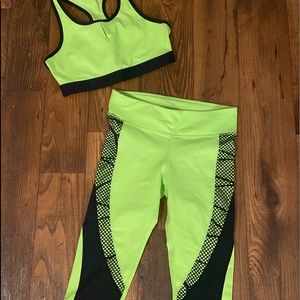 SOLD Fabletics Citron/Black Mesh Outfit Set